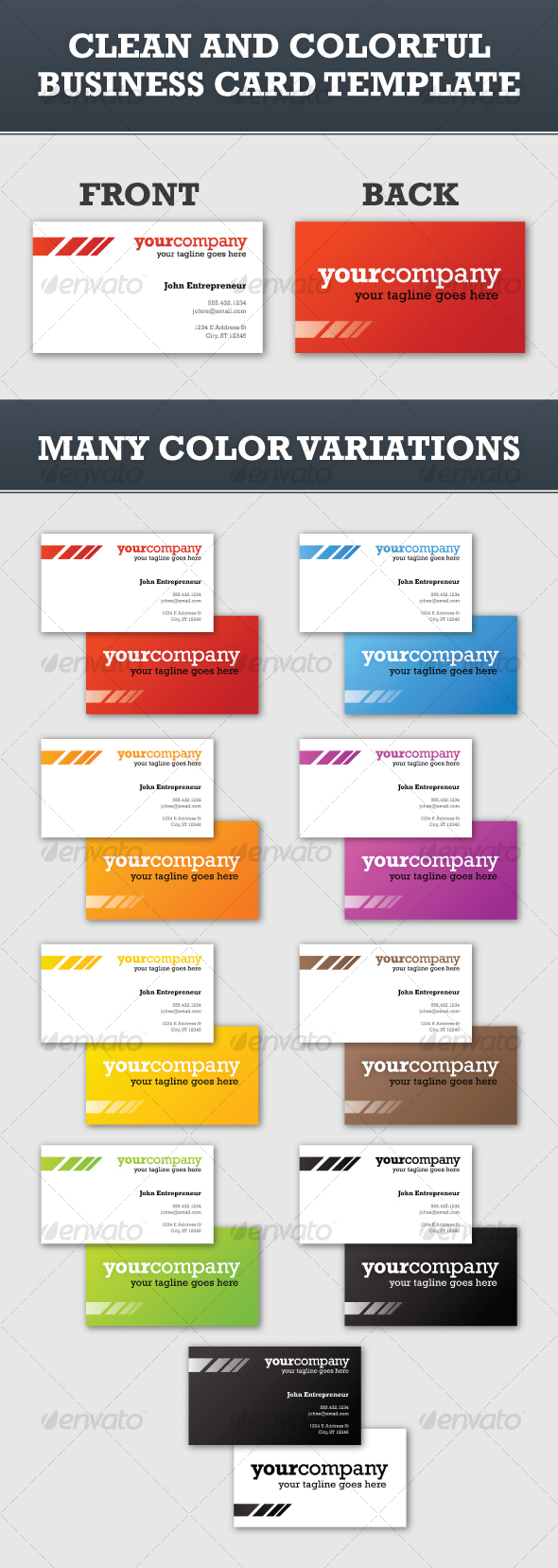 GraphicRiver Clean and Colorful Business Card Template 106961 GraphicRiver Clean and Colorful Business Card Template 106961