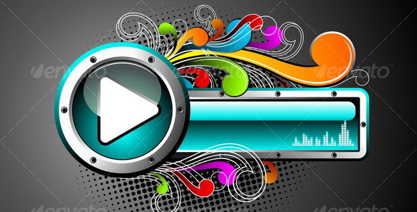 GraphicRiver shiny play button with floral design 107690 GraphicRiver shiny play button with floral design 107690