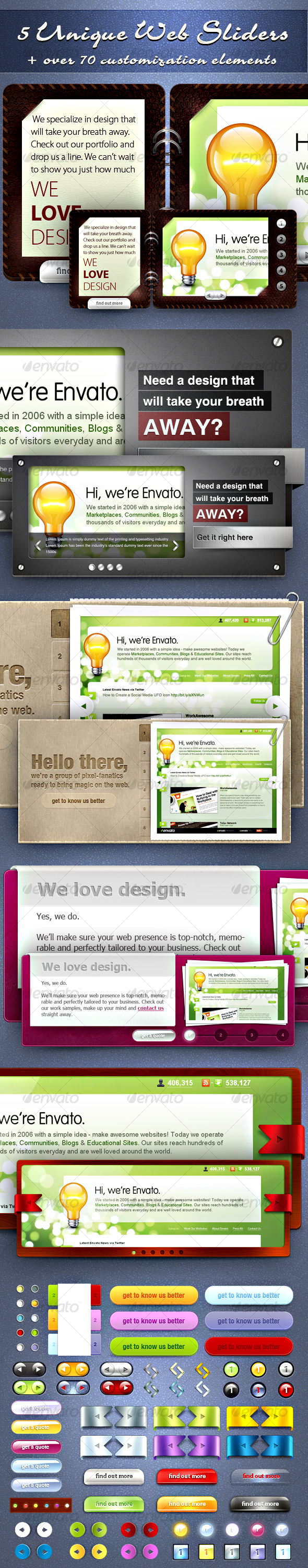 GraphicRiver 5 Unique Sliders & Over 70 Matching Web Elements 108355 GraphicRiver 5 Unique Sliders & Over 70 Matching Web Elements 108355