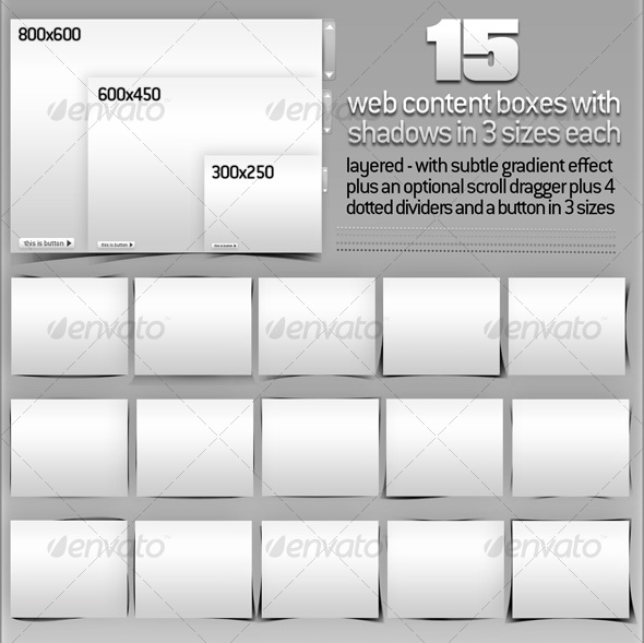 GraphicRiver 15 Web Content Boxes with Layered Shadows & Extras 109582 GraphicRiver 15 Web Content Boxes with Layered Shadows & Extras 109582