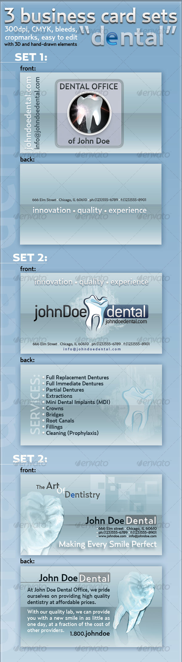 GraphicRiver 3-business card set Dental 109907