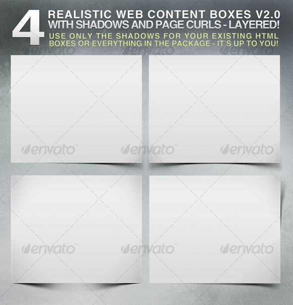GraphicRiver 4 Realistic Web Content Boxes Shadows & Pagecurls 110001 GraphicRiver 4 Realistic Web Content Boxes Shadows & Pagecurls 110001