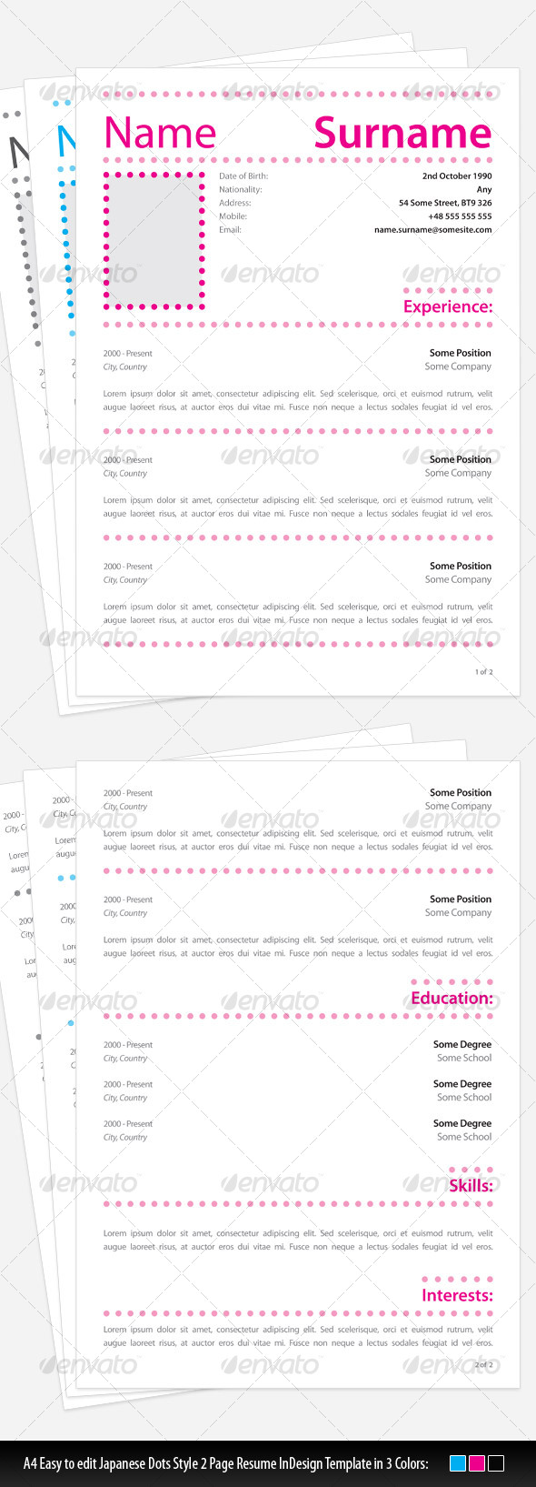 GraphicRiver Japanese Dots Simple Resume 112616