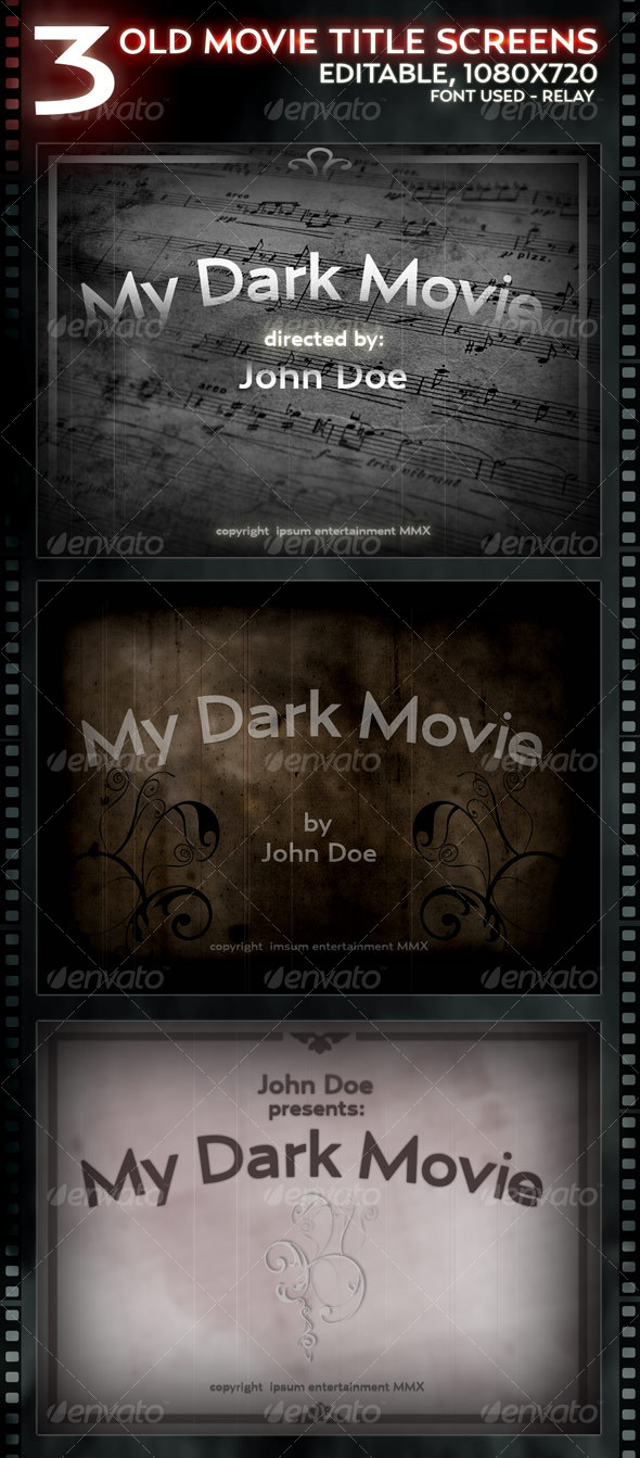 GraphicRiver 3 Old Movie Title screens Layered 112970 GraphicRiver 3 Old Movie Title screens Layered 112970