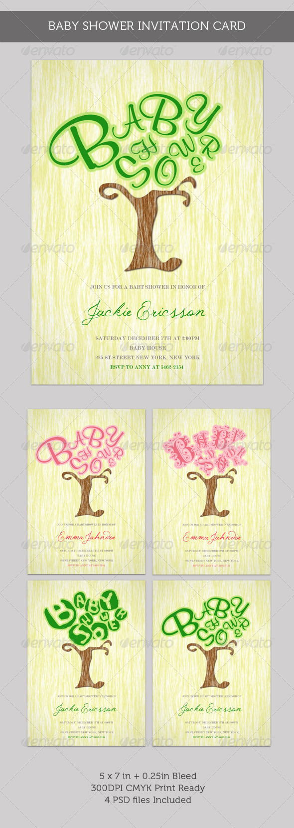 GraphicRiver Baby Shower Invitation Card Growing Tree 336695 GraphicRiver Baby Shower Invitation Card Growing Tree 336695