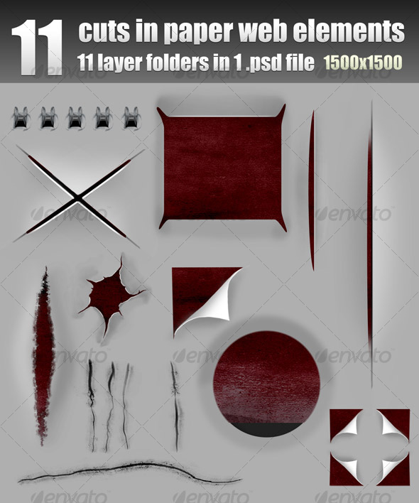GraphicRiver Cuts Holes Scratches in Paper Layered 112527 GraphicRiver Cuts Holes Scratches in Paper Layered 112527