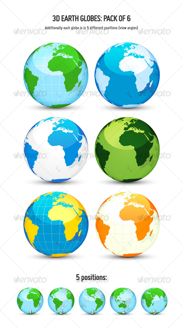 GraphicRiver 3D Earth Globes Pack of 6 114633 GraphicRiver 3D Earth Globes Pack of 6 114633