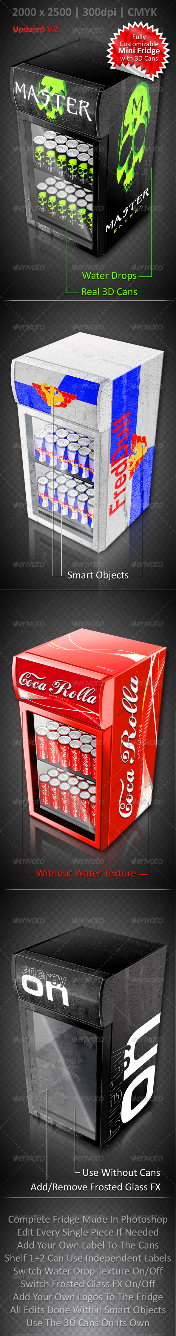 Download Psd Xl Fridge Mockup With Energy Drink Soda Cans Free ...