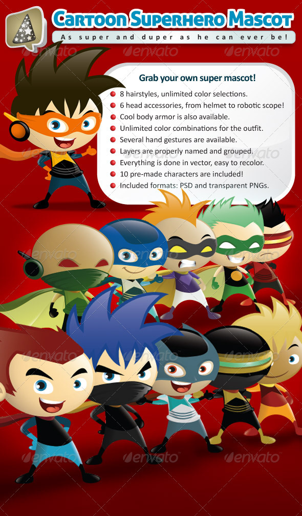 GraphicRiver Cartoon Superhero Mascot Creator 350308 GraphicRiver Cartoon Superhero Mascot Creator 350308