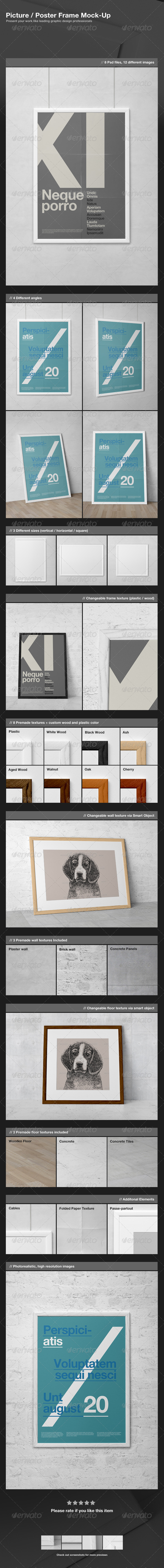 GraphicRiver Picture Poster Frame Mock-Up 3377833 GraphicRiver Picture Poster Frame Mock-Up 3377833