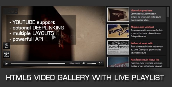 CodeCanyon HTML5 Video Gallery with Live Playlist 490139 CodeCanyon HTML5 Video Gallery with Live Playlist 490139