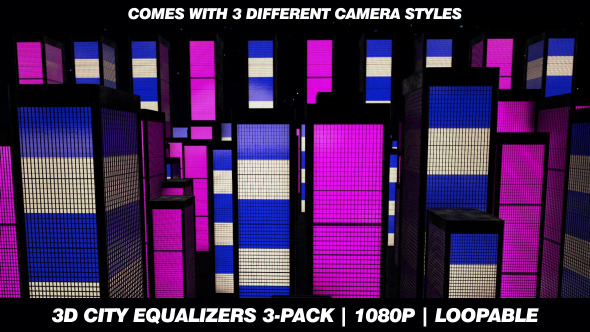 VideoHive 3D City Equalizers 3-Pack HD Animations 3400183