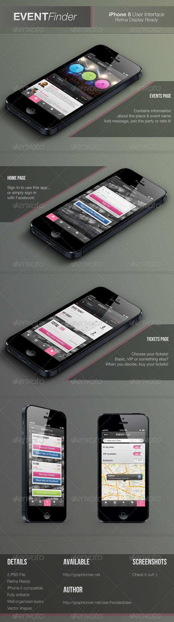 GraphicRiver Event Finder Retina Mobile Interface 3353274 GraphicRiver Event Finder Retina Mobile Interface 3353274