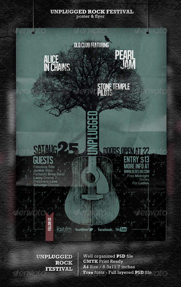 GraphicRiver Unplugged Rock Festival Poster Template 2822580 GraphicRiver Unplugged Rock Festival Poster Template 2822580