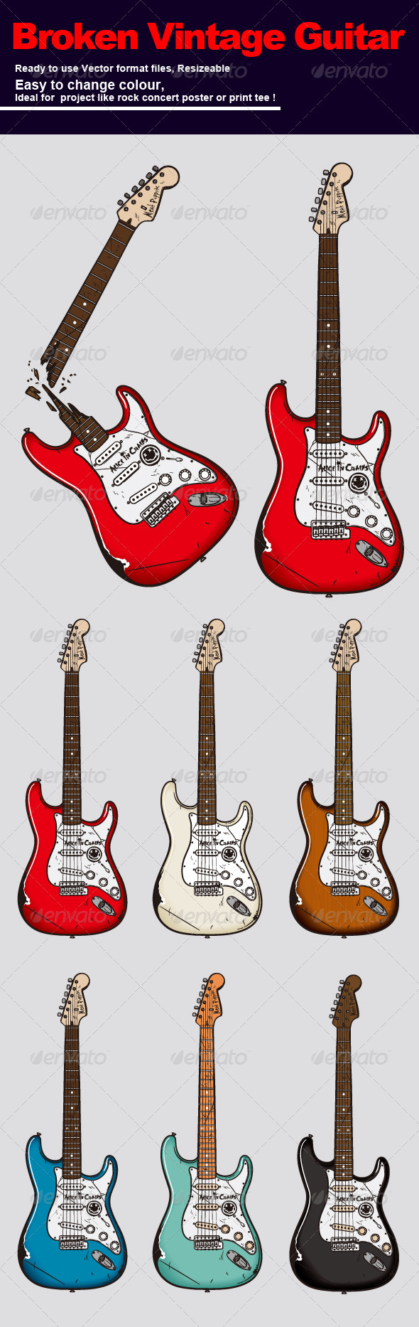 GraphicRiver Broken Vintage Guitar 3469897 GraphicRiver Broken Vintage Guitar 3469897