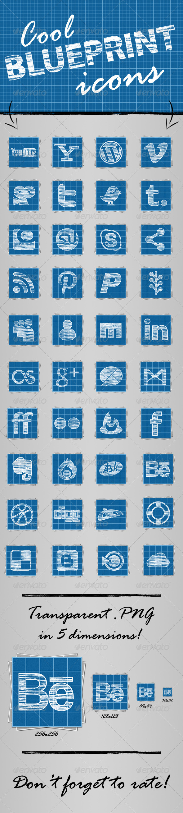 GraphicRiver 40 Cool Blueprint Social Media Icons 3410613 GraphicRiver 40 Cool Blueprint Social Media Icons 3410613