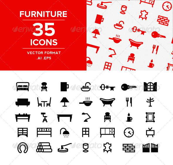 GraphicRiver Furnitures Icons set 3510415 GraphicRiver Furnitures Icons set 3510415