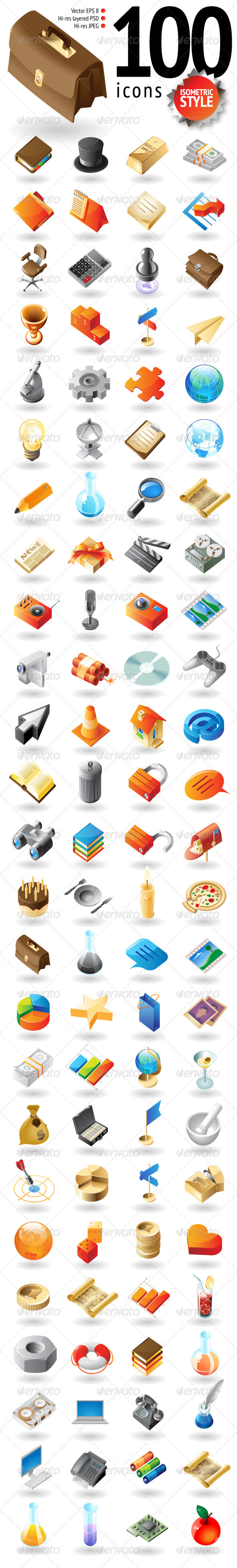 GraphicRiver 100 Isometric-Style Icons 3567173 GraphicRiver 100 Isometric-Style Icons 3567173