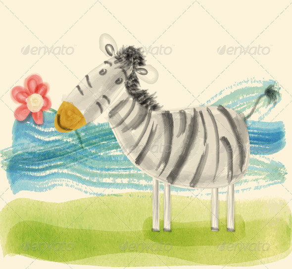 GraphicRiver Zebra with Flower 3578585 GraphicRiver Zebra with Flower 3578585