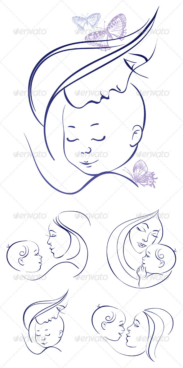 GraphicRiver Mother and Baby Icon Set 3610384 GraphicRiver Mother and Baby Icon Set 3610384