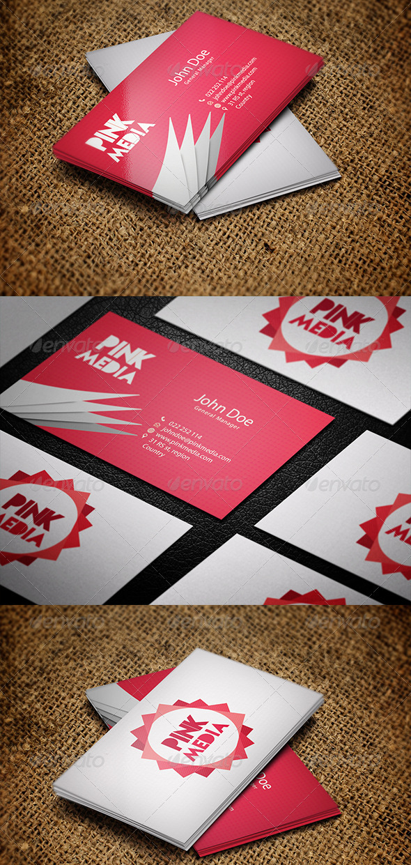 GraphicRiver Pink Media Business Card template 3635294 GraphicRiver Pink Media Business Card template 3635294