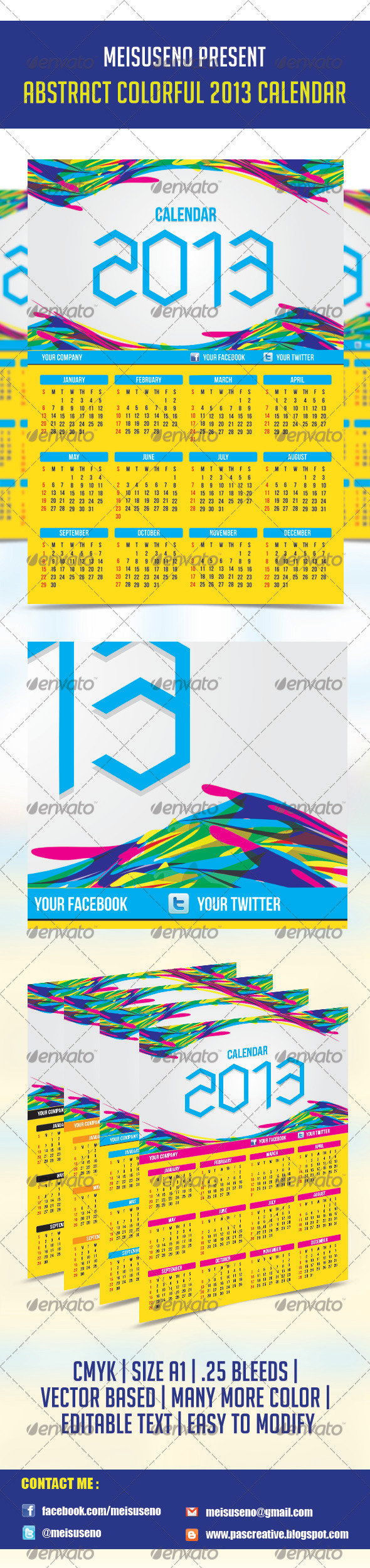 GraphicRiver Abstract Colorful 2013 Calendar Template 3656426 GraphicRiver Abstract Colorful 2013 Calendar Template 3656426
