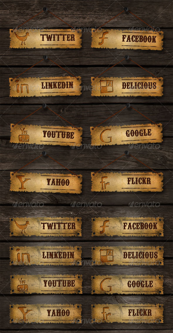 GraphicRiver Old School Social Media Buttons 372008 GraphicRiver Old School Social Media Buttons 372008
