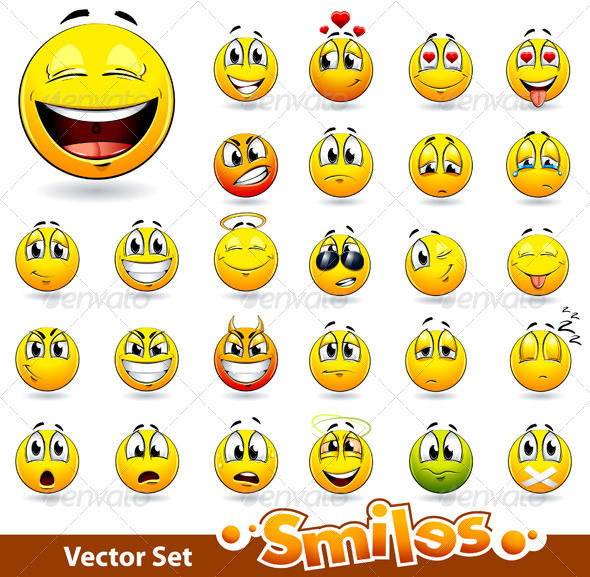 GraphicRiver Vector set of cute smile-balls 406114 GraphicRiver Vector set of cute smile-balls 406114