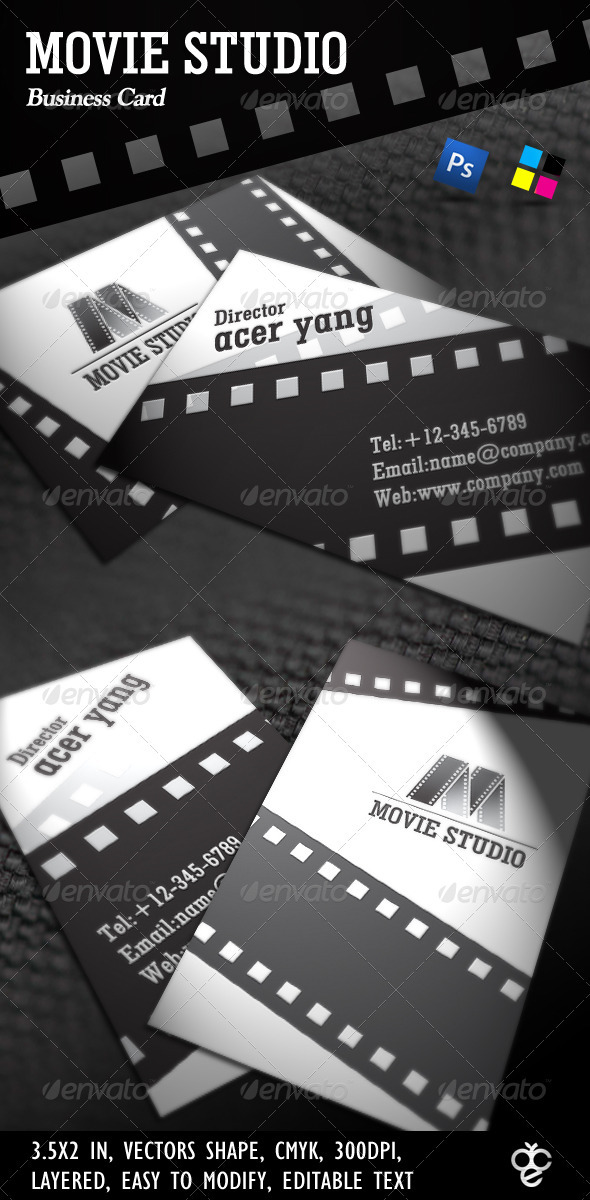 GraphicRiver Movie Studio Business Card 406223 GraphicRiver Movie Studio Business Card 406223