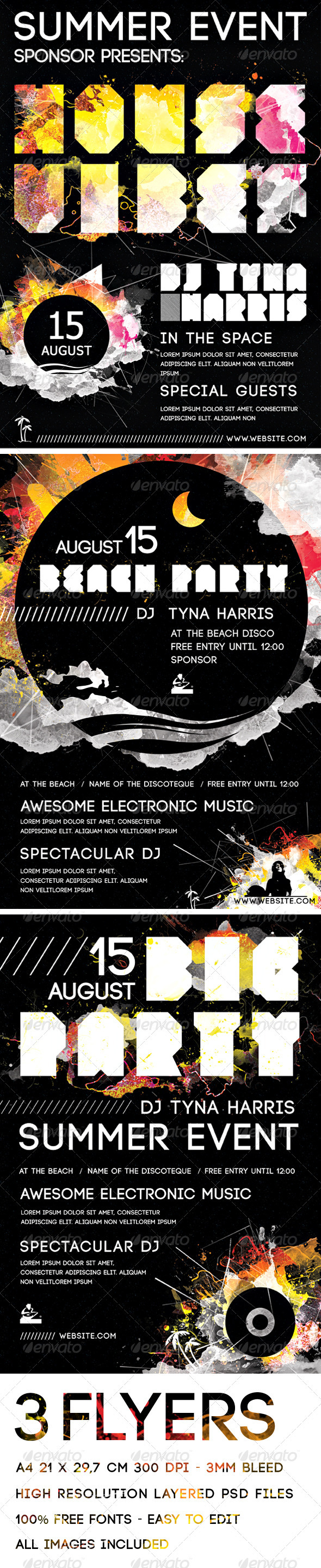 GraphicRiver A4 Electronic Music and Beach Party Flyers Pack 411435 GraphicRiver A4 Electronic Music and Beach Party Flyers Pack 411435