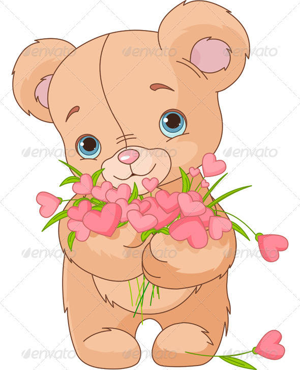 2d Draw With Teddy Bear To Flower In Love » Tinkytyler.org - Stock