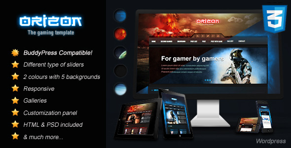 Orizon – Modelo WordPress/BuddyPress para Fans de Games.