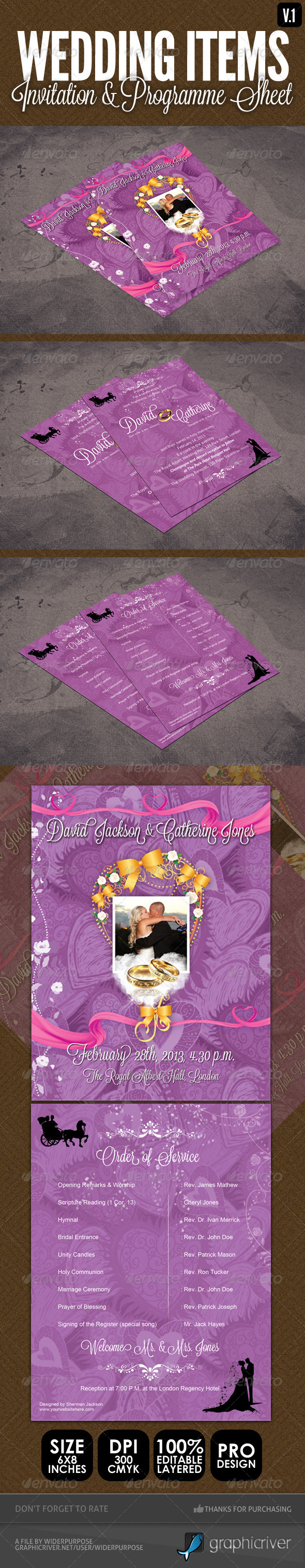 GraphicRiver Wedding Items Programme Sheet & Order of Service 4023579 GraphicRiver Wedding Items Programme Sheet & Order of Service 4023579