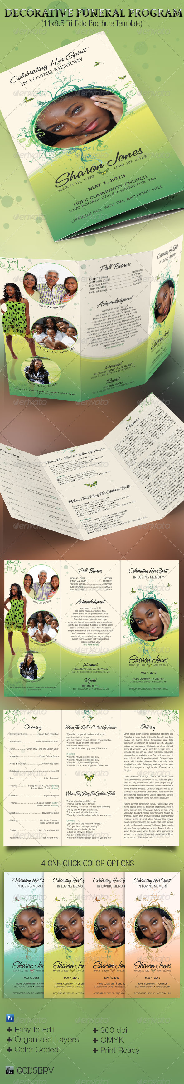 GraphicRiver Decorative Tri-Fold Funeral Program 4029124 GraphicRiver Decorative Tri-Fold Funeral Program 4029124