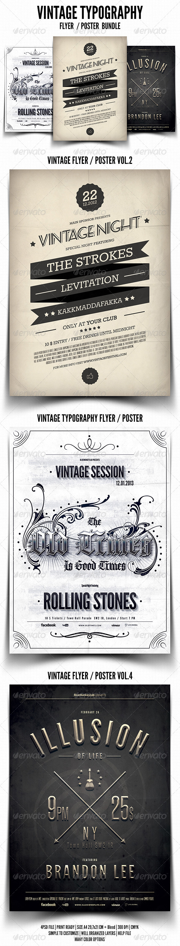 GraphicRiver Vintage Typography Flyer Poster Bundle 4043213 GraphicRiver Vintage Typography Flyer Poster Bundle 4043213