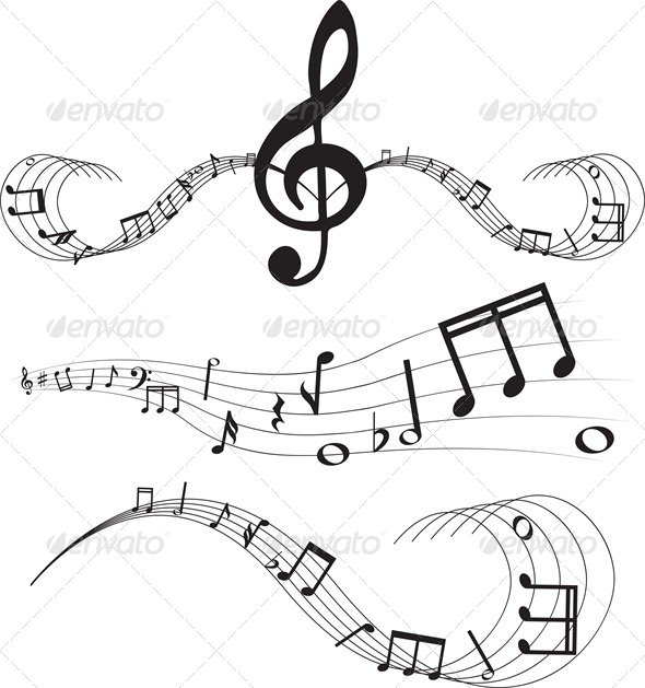 GraphicRiver Set of music notes on staves 4046060 GraphicRiver Set of music notes on staves 4046060