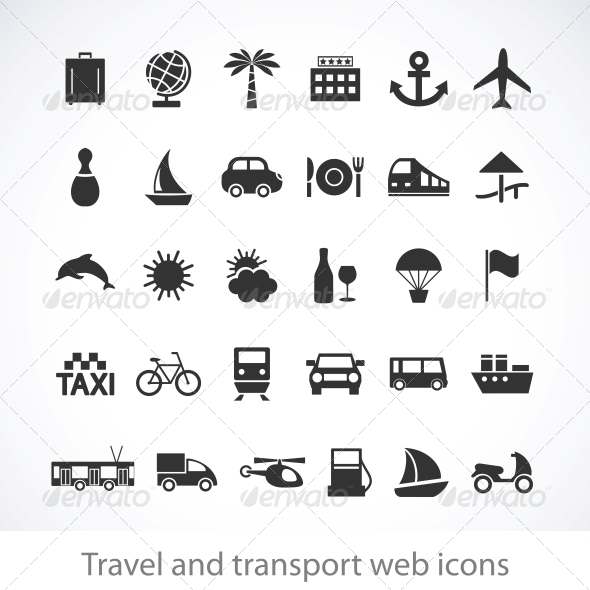 GraphicRiver Travel and transport web icons 4055667 GraphicRiver Travel and transport web icons 4055667