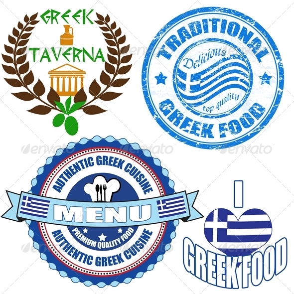GraphicRiver Set of authentic greek food stamp and labels 4057439 GraphicRiver Set of authentic greek food stamp and labels 4057439