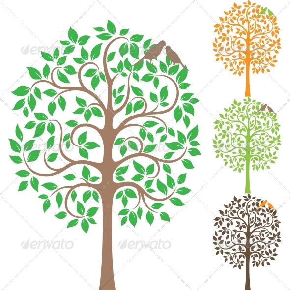 GraphicRiver Two Birds on a Tree 4069204 GraphicRiver Two Birds on a Tree 4069204