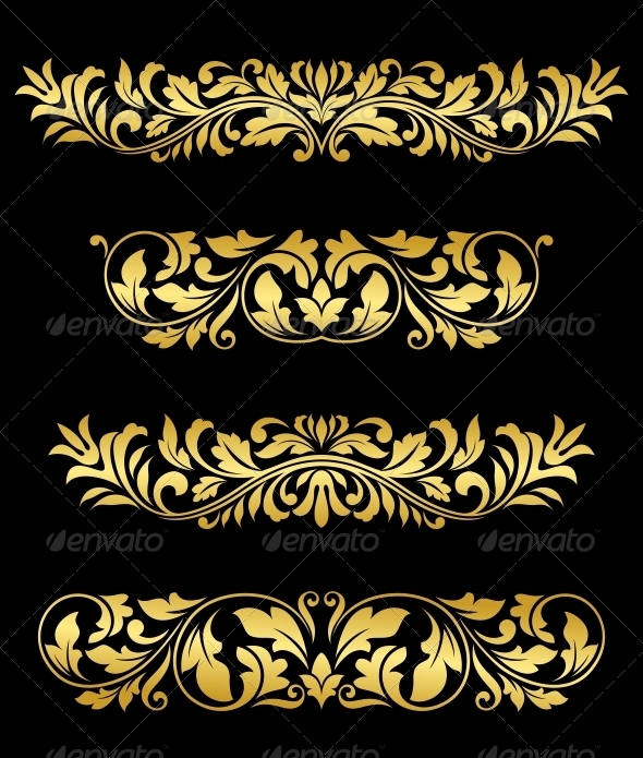 GraphicRiver Retro gold floral elements and embellishments 4071600 GraphicRiver Retro gold floral elements and embellishments 4071600