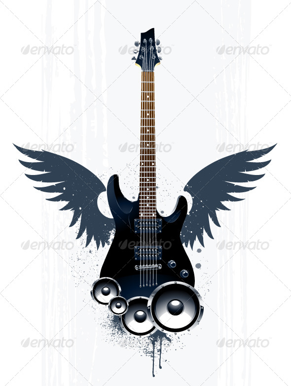 GraphicRiver Black Guitar with Speakers 4073676 GraphicRiver Black Guitar with Speakers 4073676