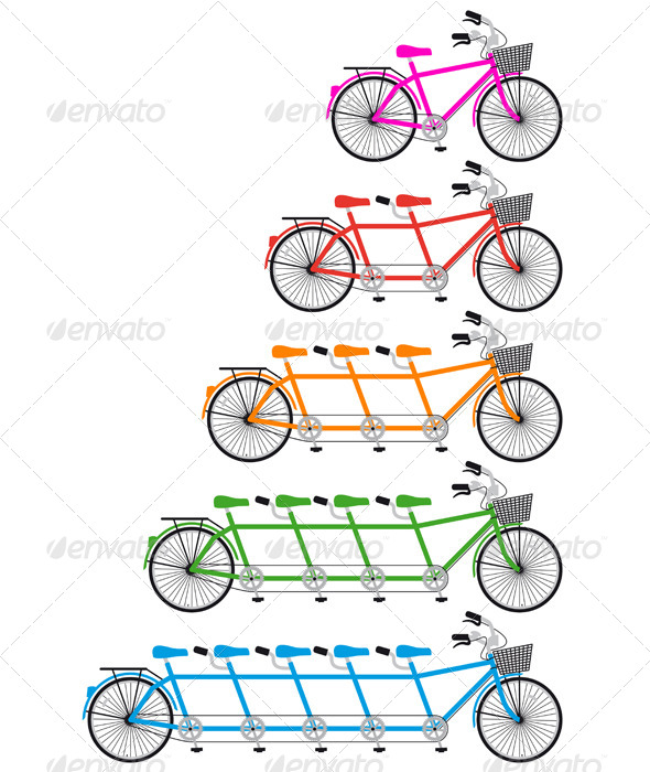 GraphicRiver Tandem Bicycle Team bike Set Vector 4073759 GraphicRiver Tandem Bicycle Team bike Set Vector 4073759