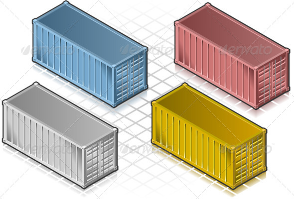 GraphicRiver Isometric Container in Various Colors 4081573 GraphicRiver Isometric Container in Various Colors 4081573