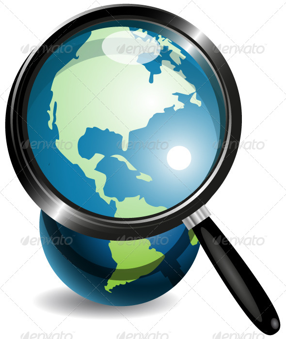 GraphicRiver Globe Under Magnifying Glass 4083401 GraphicRiver Globe Under Magnifying Glass 4083401