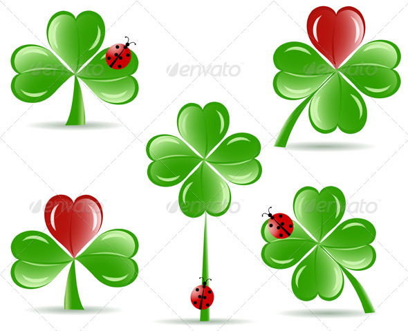 GraphicRiver Shamrocks with Four Lucky Leaves 4084337 GraphicRiver Shamrocks with Four Lucky Leaves 4084337