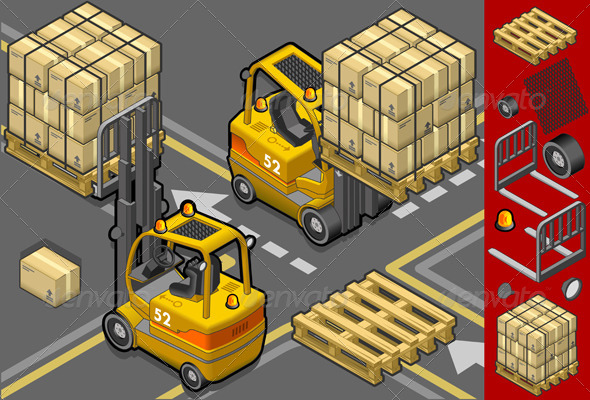 GraphicRiver Isometric Forklift in Two Positions 4094802 GraphicRiver Isometric Forklift in Two Positions 4094802
