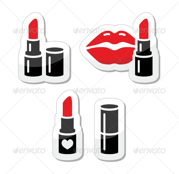 GraphicRiver Lips and Red Lipstick Vector Icon Set 4095518 GraphicRiver Lips and Red Lipstick Vector Icon Set 4095518