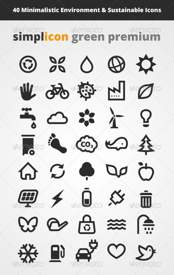 GraphicRiver 40 Minimalistic Environment & Sustainable Icons 4103558 GraphicRiver 40 Minimalistic Environment & Sustainable Icons 4103558