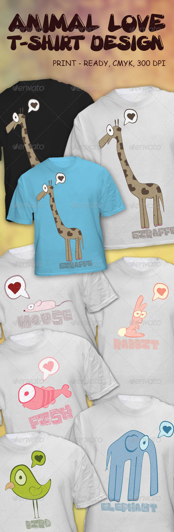 GraphicRiver Animal Love T-Shirt Design 4083759 GraphicRiver Animal Love T-Shirt Design 4083759