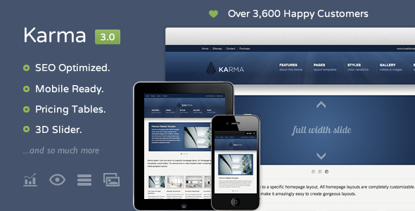Karma – Modelo de Website Responsivo Top de Vendas!